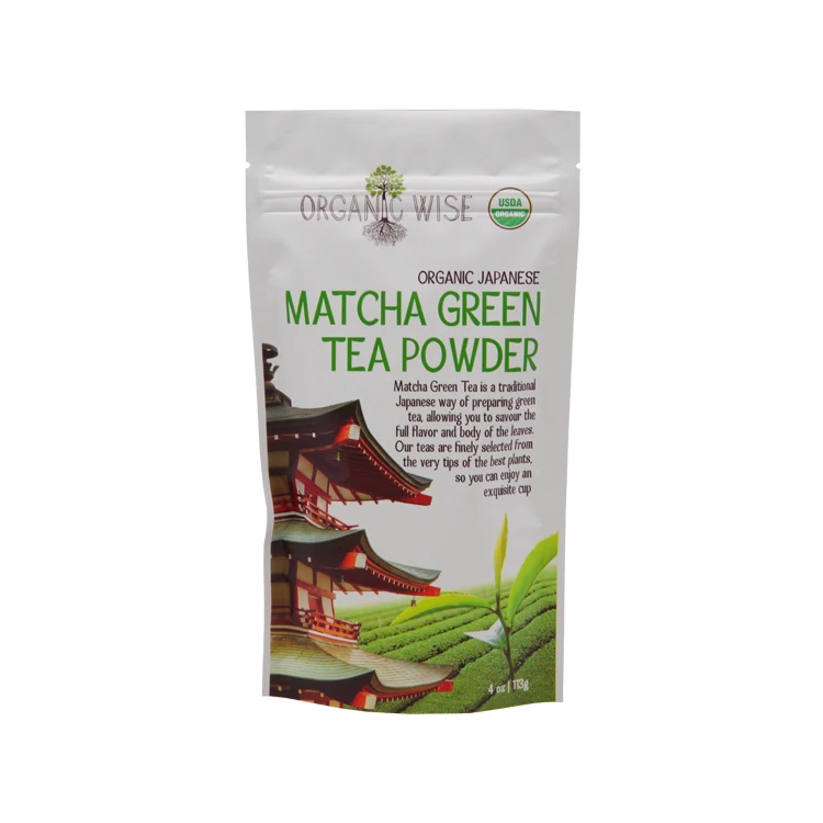 ISO9001 Laminated Material Doypack Matcha Green Tea Powder Pouch