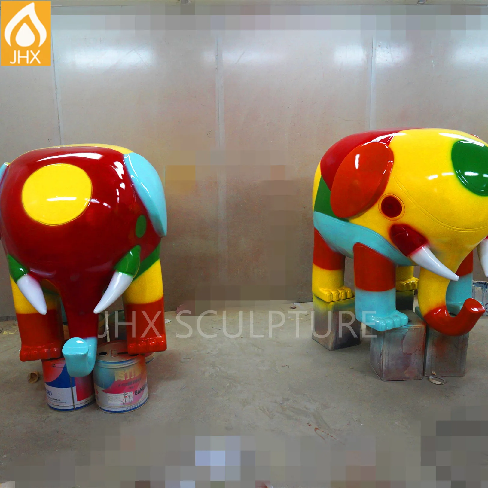 Life Size Outdoor Animals Sculpture,Colorful Large Elephant Statues