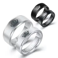 

Fashion Couple Jewelry Her King and His Queen Stainless Steel Wedding Rings for Women Men