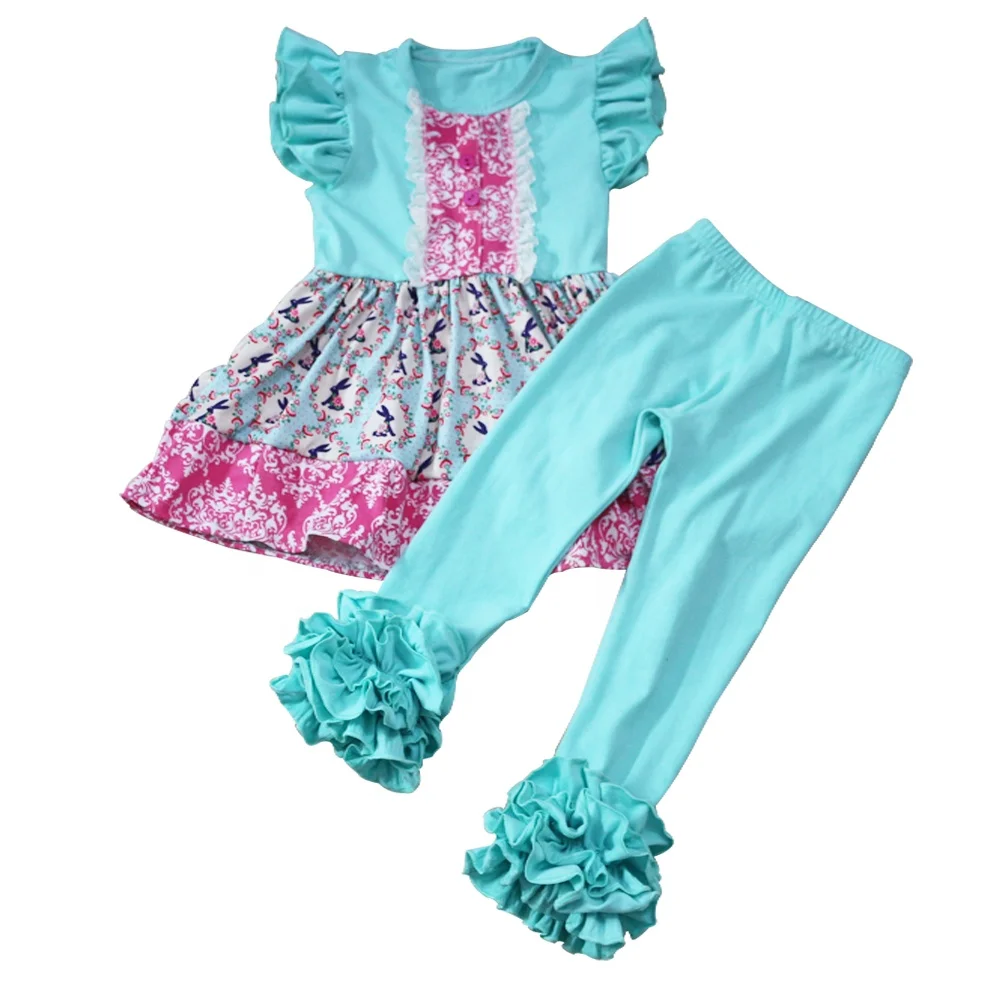 

Persnickety Girls Outfits Wholesale Children`s 2019 Spring/winter Clothing Flutter Dress and Ruffle Pants Sets Boutique