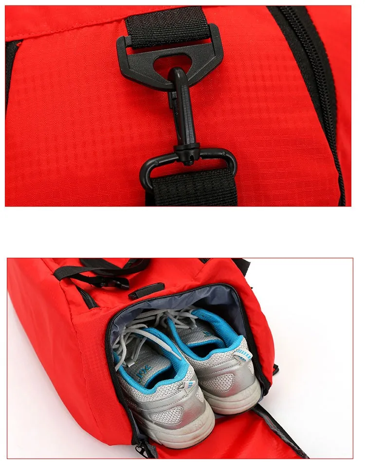 drawstring bag with shoe compartment