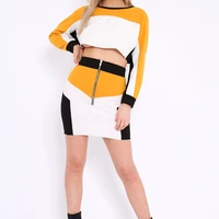 

2019 new splice colour Leisure sport Suit dress Sexy office girl four seasons Fashion Women's clothing