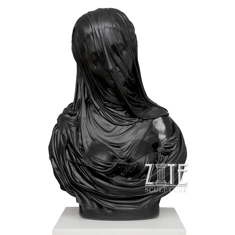 Popular Hand Carved Black Marble Veiled Lady Bust Statue Buy Veiled 