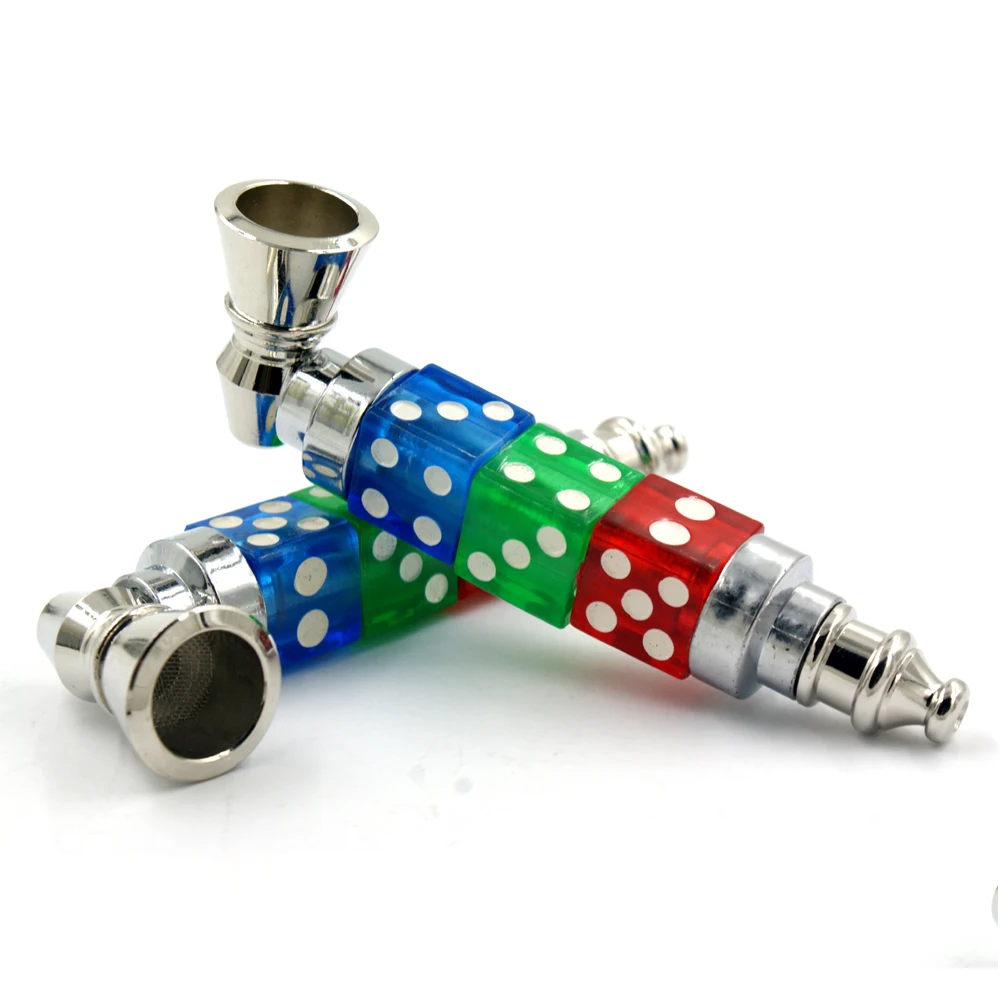 Metal Creative Dice With Mesh Pipe Handmade Portable Smoking Pipes Weed