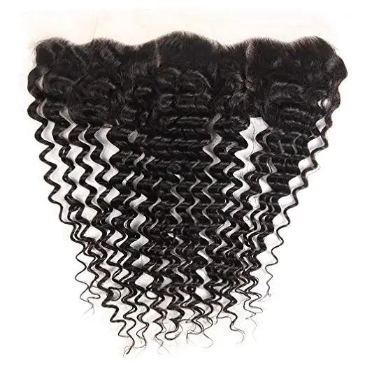 

wholesale cheap stock top 5 A Brazilian virgin human hair deep wave full lace frontal closures with baby hair