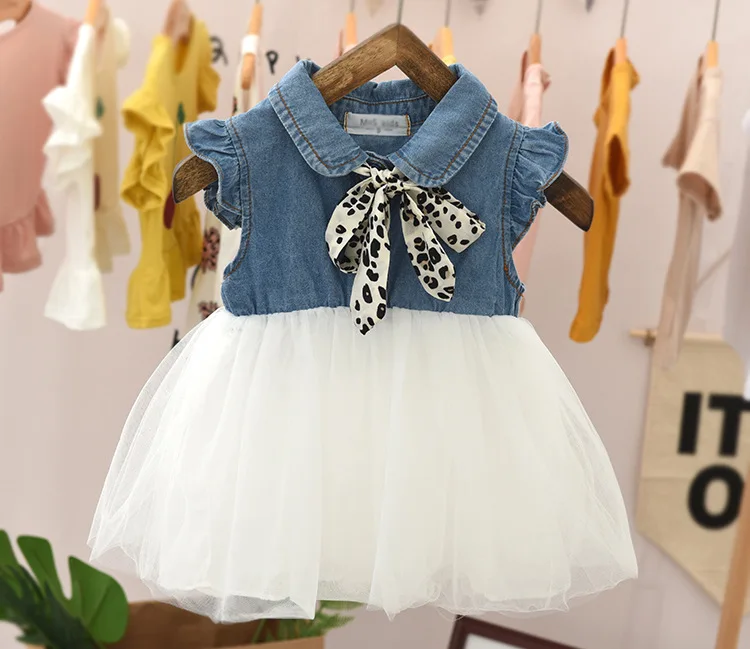 children lace tutu gored skirt girls jeans dress