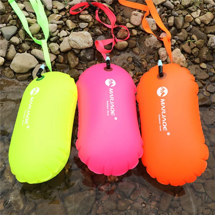 

Light Weight Open Water Marker Safety Swimming Buoy Tow Float Inflatable Floating Dry Bag Aid Safe Buoy Bag, Orange, pink, green
