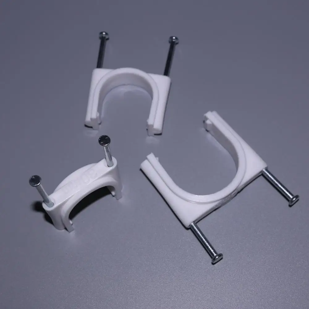 herh 批发白色 h 型塑料与钢钉 25-50毫米管夹