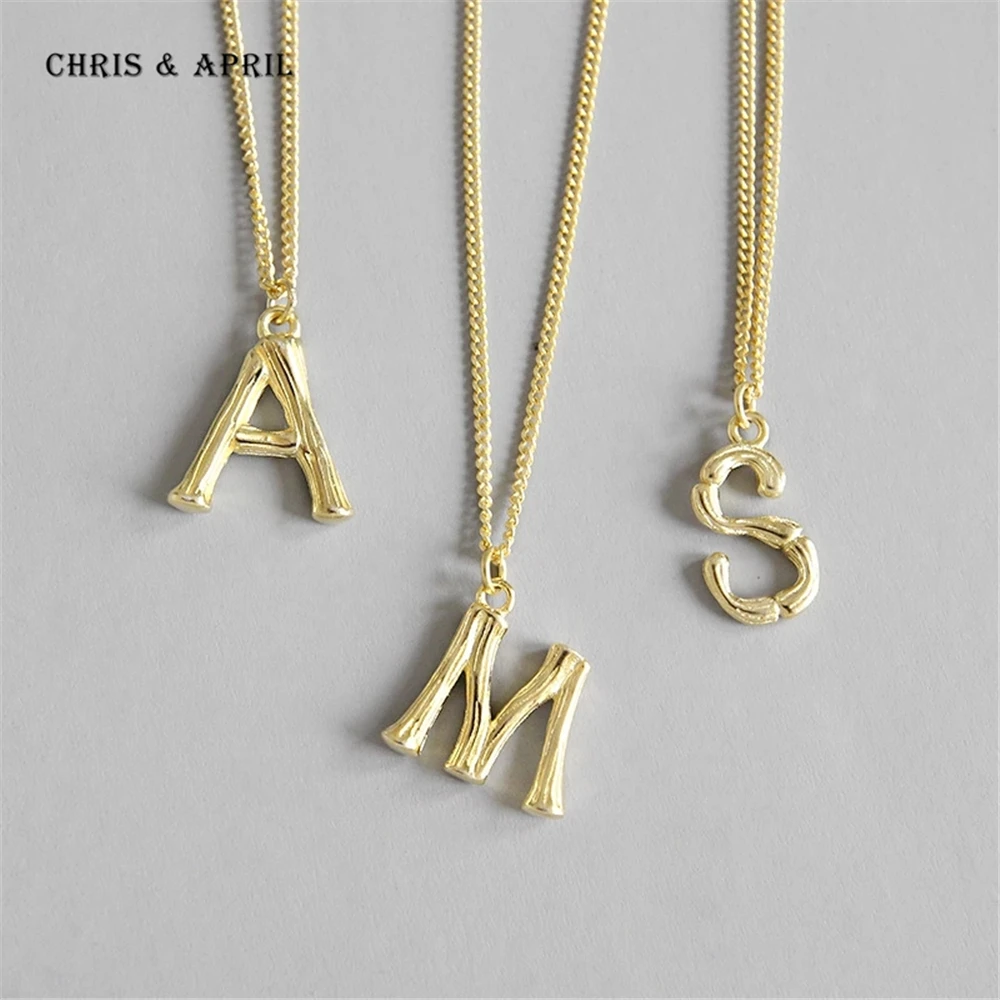 

925 Sterling silver retro simple letter necklaces