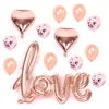 Luxury13 pcs Rose Gold Love Balloon Set With Heart & Confetti Balloons Perfect Decor For Weddings Engagements Hen Party