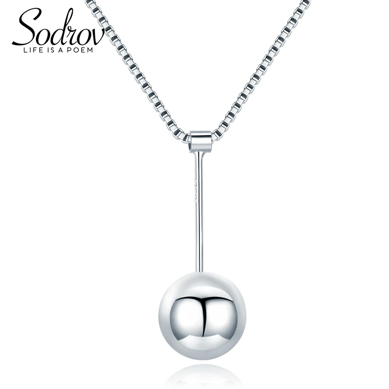 

100% Genuine 925 Sterling Silver bead Pendant Necklace Women Fashion Necklace Jewelry Bijoux HN010