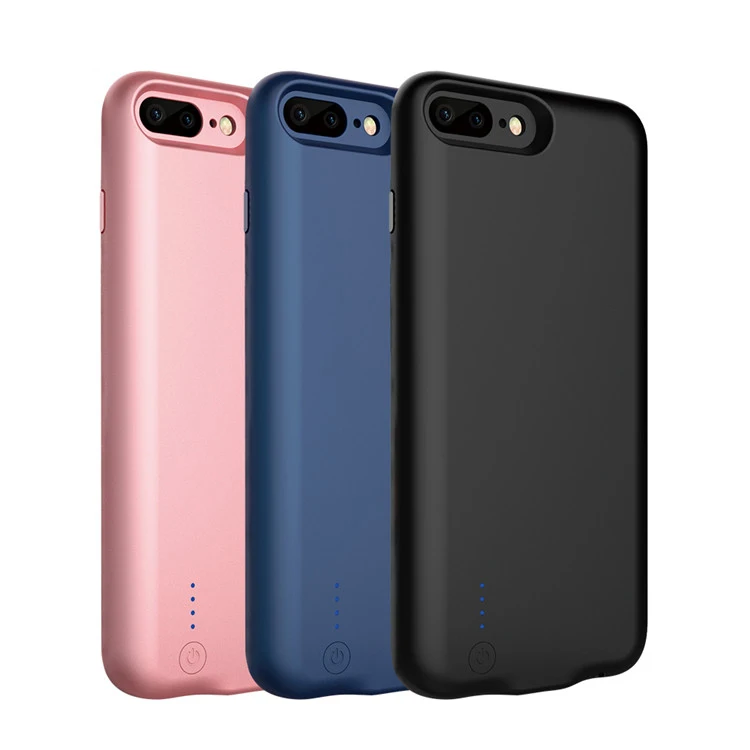 

New Design 7600mAh Power Charger Backup Cover for iPhone 7plus Battery Case for iPhone 8p Power Bank Case, Black, blue, rose-gold