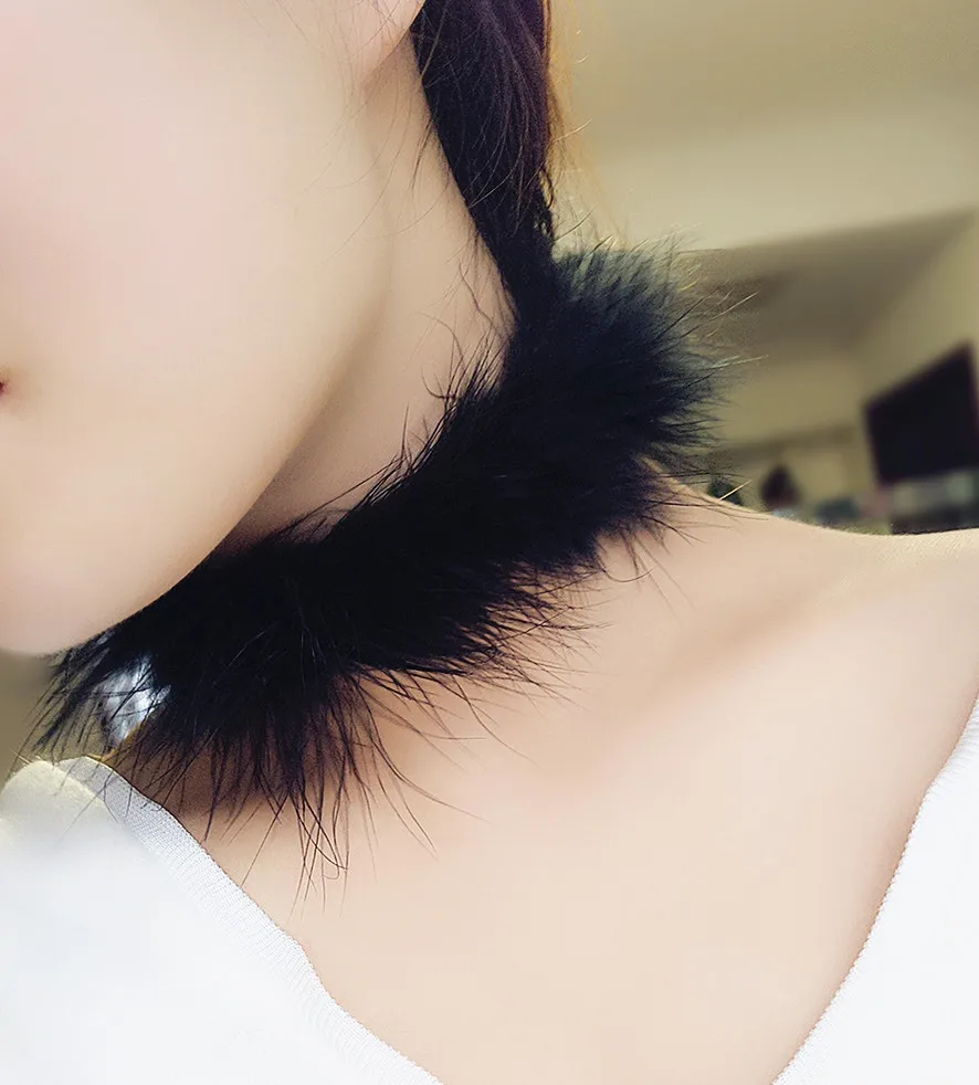 

MYLOVE MLC008 Hot sale winter jewellry statement necklace handmade feather choker, As picture show