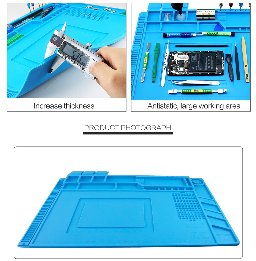BST-S-160 45x30cm Soldering Station Iron Phone PC Computer Repair Mat Magnetic Heat Insulation Silicone Pad Desk Platform
Product Description.jpg