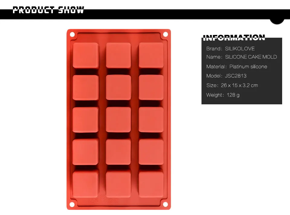 15 Cavity Diy Square Silicone Mold Chocolate Cake Mould 3d Decorating