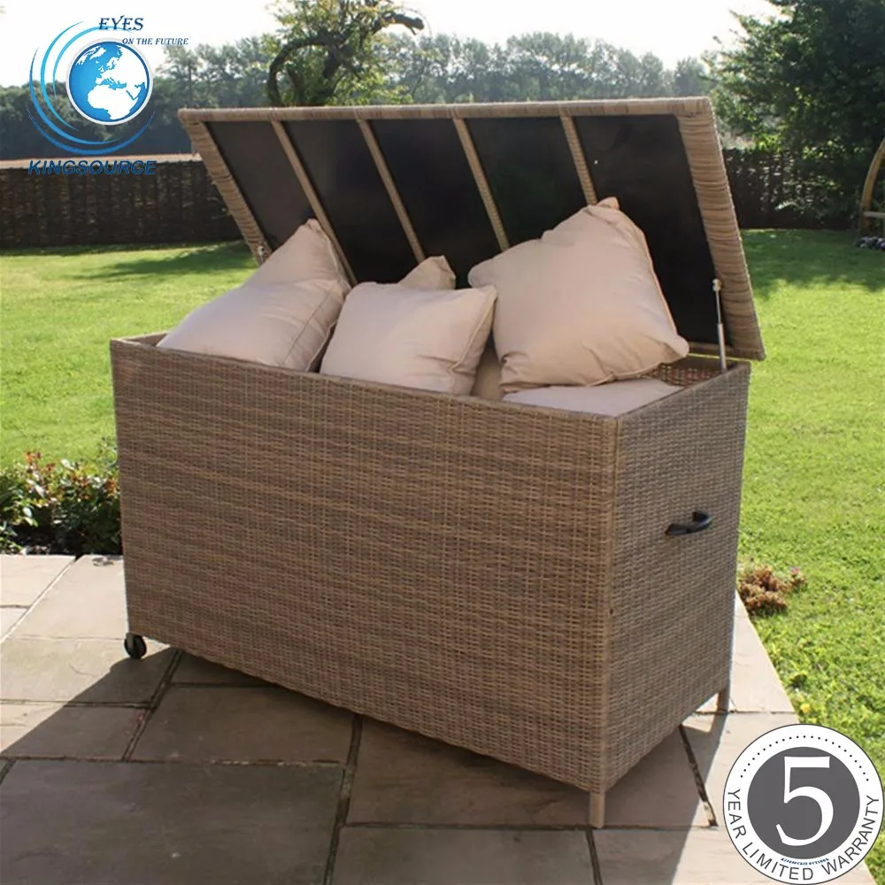 Durable large waterproof outdoor garden rattan storage cushion box