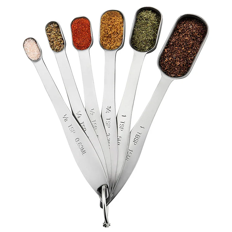 

Kitchen Measuring Tools Spoon Set Stainless Steel Spice Baking Cooking Measuring Spoons Tea Coffee Measure Cup Dropshipping, Silver