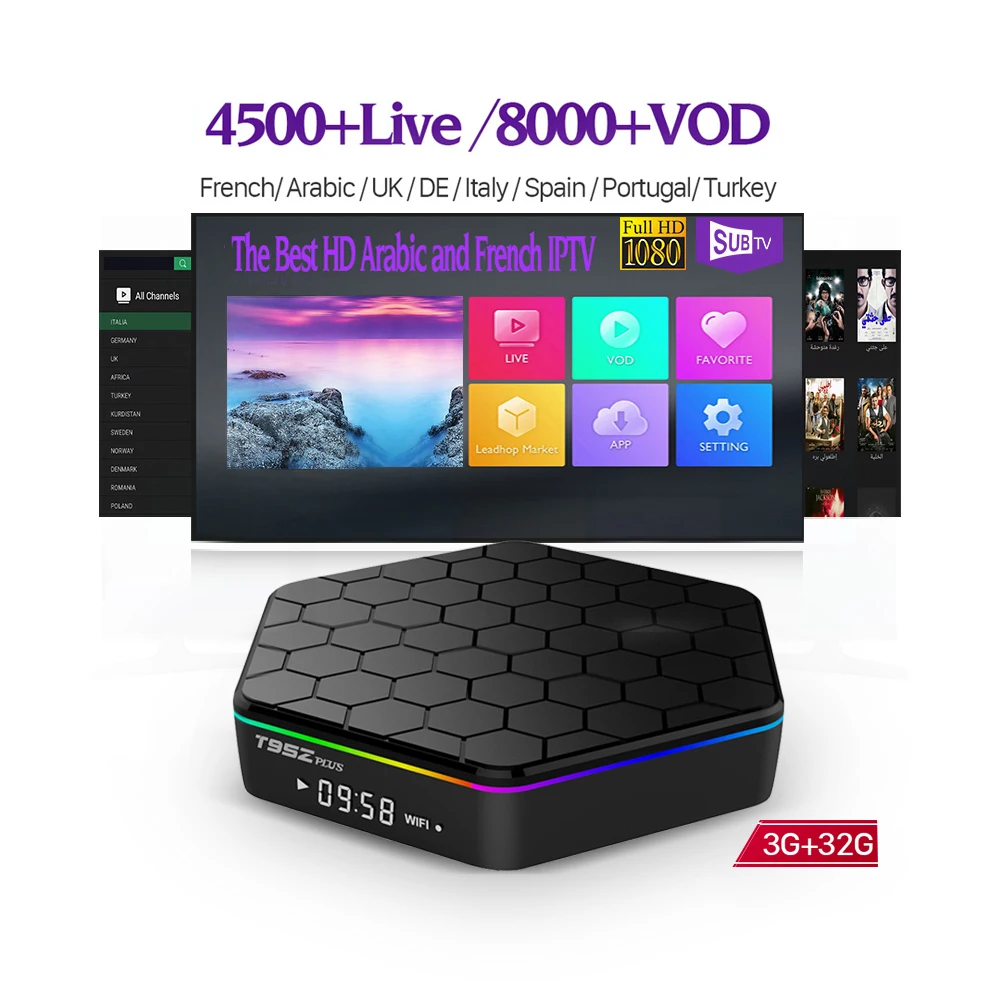 

T95ZPLUS Android TV Box Amlogic S912 TV Smart Box with IPTV Code Channels 1 Year SUBTV, N/a