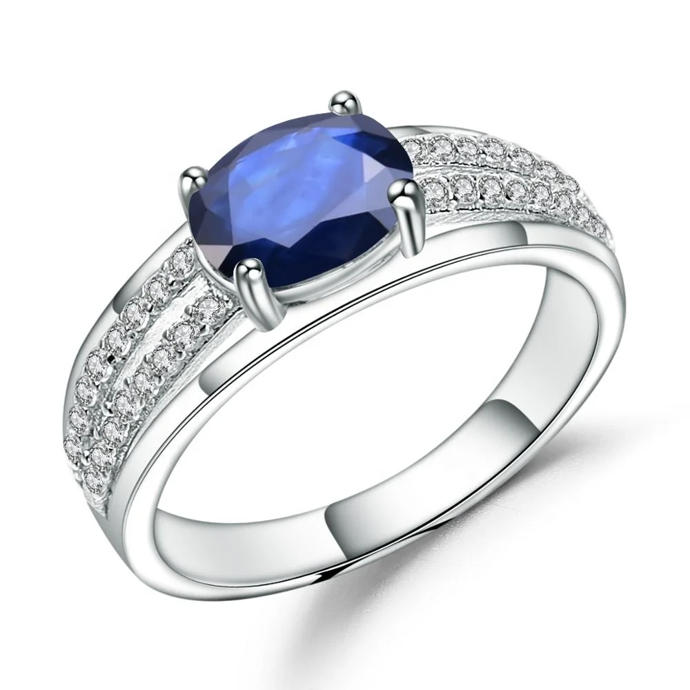 

Abiding 925 Sterling Silver Wedding Ring Blue Sapphire Gemstone Engagement Jewelry Ring