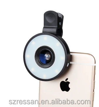 Fish Eye+Macro+Wide Angle+flash light 6 In 1 Universal Clip camera Mobile Phone Lens for iphone 6 5 4 Samsung