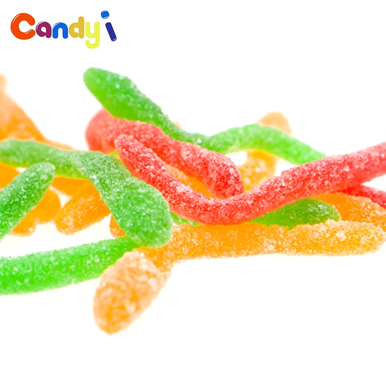 Custom Fruit Jelly Snake Shaped Gummy Candy With Sugar Coated - Buy ...