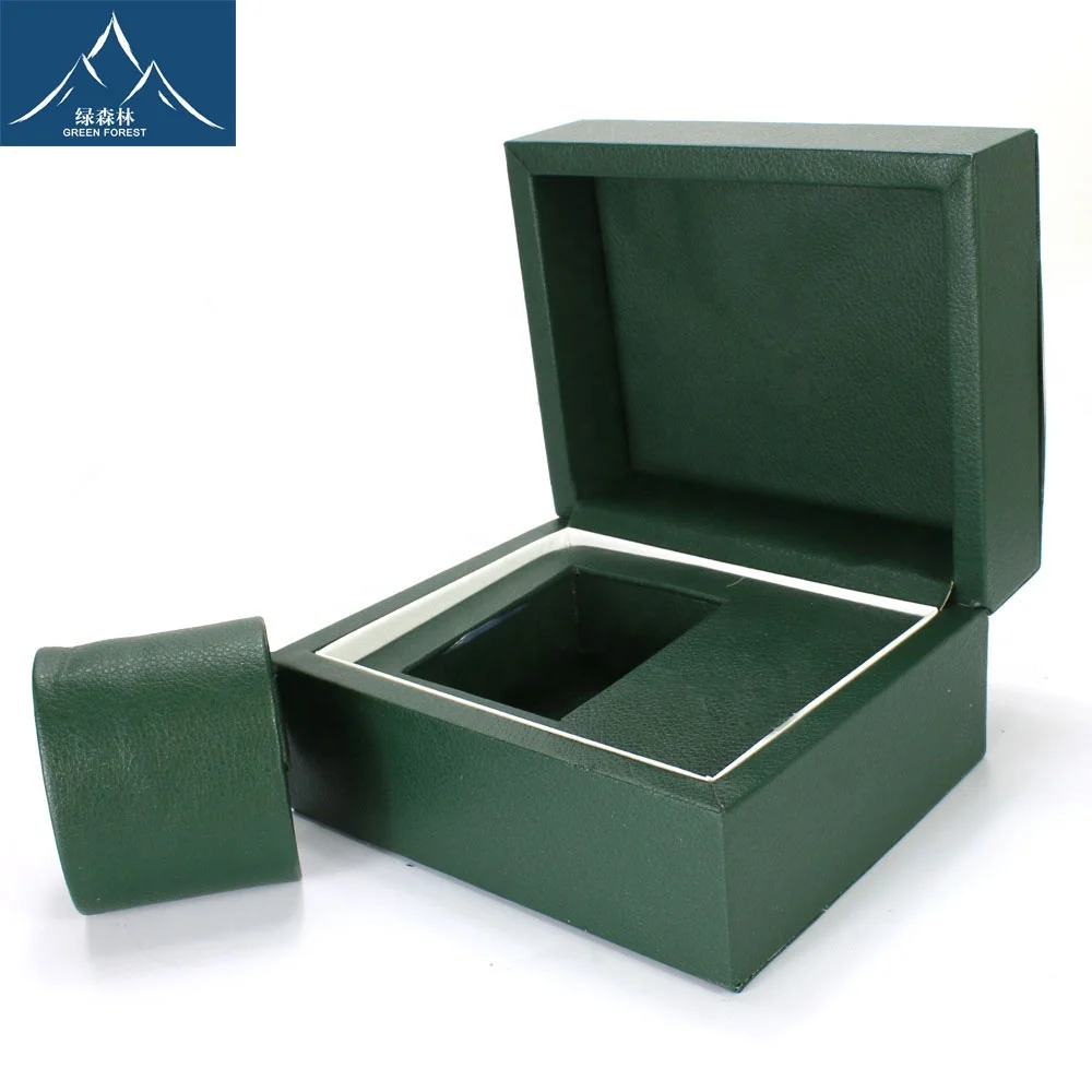 

In stock Luxury Green Watch box With Unique design delicate decorative leather