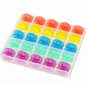 Image of 25Pcs Plastic Empty Colourful Bobbins Sewing Machine Spools Plastic Case Storage for Home Needlework Tool Sewing Accessories