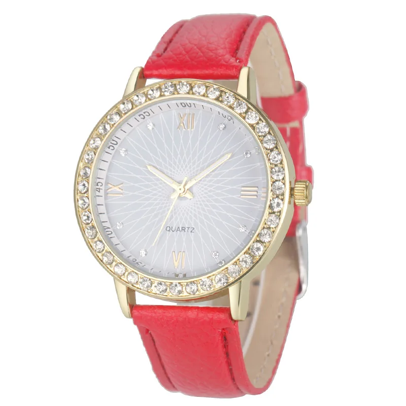 

WJ-4958 Latest Top Sale Attractive Rhinestone Line Face Quartz Woman Casual Watches, Multicolor