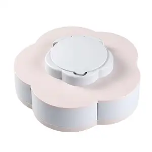 Image of Rotating Candy Storage Box Flower Shaped Dried Fruit Plate Nuts Snack Dessert Dish Party Food Storage Box