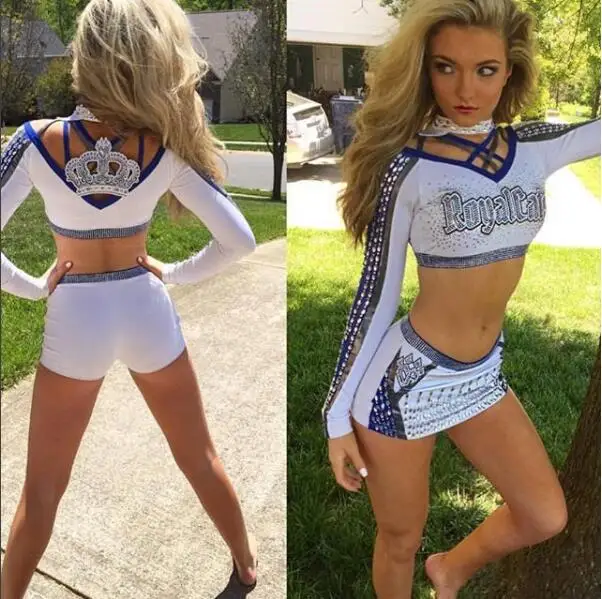 White Skirts Cheerleading Uniforms Hot Sexy Top Cheer Uniforms Full ...