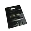 Custom logo printed Die Cut black plastic shopping bags loop handle bag