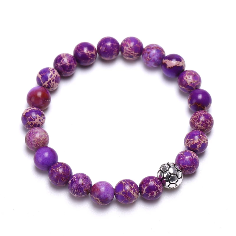

Trade Insurance Top Quality Football Charm Purple Emperor Stone Bracelet