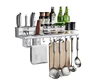 2 tiers space aluminum wall mounted kitchen rack with chopsticks holder knifes holder