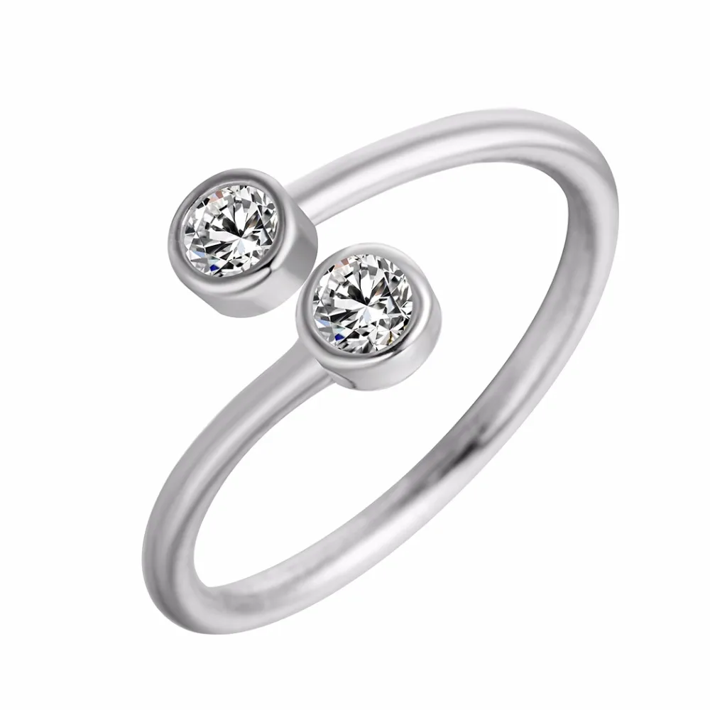 

925 Sterling Silver Crystal Ring For Women Wholesale Fine Jewelry  Double Rounds CZ Ring Open Midi Toe Rings