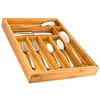 Bamboo Expandable Drawer Organizer Cutlery and Utensil Tray Adjustable Kitchen Drawer Divider