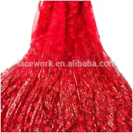 Guangzhou embroidery new design brocade lace fabric for wedding dress 