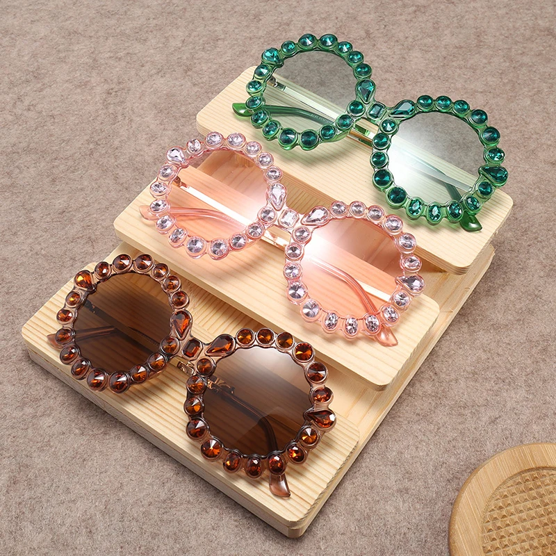 

Oversized Round Diamond Sunglasses Luxury Women Crystal Sun Glasses Female 2019 Trending Rhinestone Sunglasses (KSG014), 5 colors