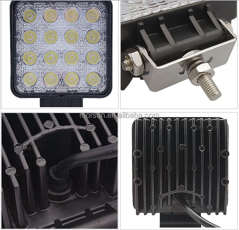 Farm Tractor Led Work Lights 12v 48 Watt Waterproof Flood/spot 4x4 Inch Square Led Lights For