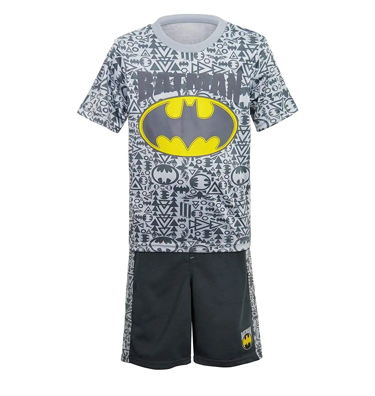 Adult Black DC Super Hero Batman Logo Knitted Sweatshirt w// Striped Sleeves