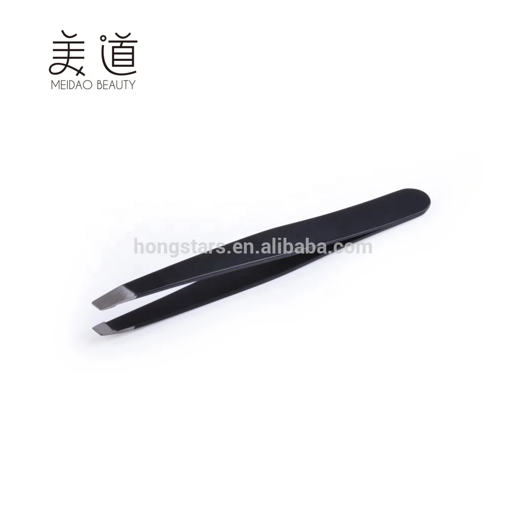 

China Wholesale Anti-static Black Slanted Eyebrow Tweezers for beauty