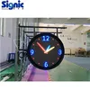 Eye catching dual side led brand logo display circle clock led screen