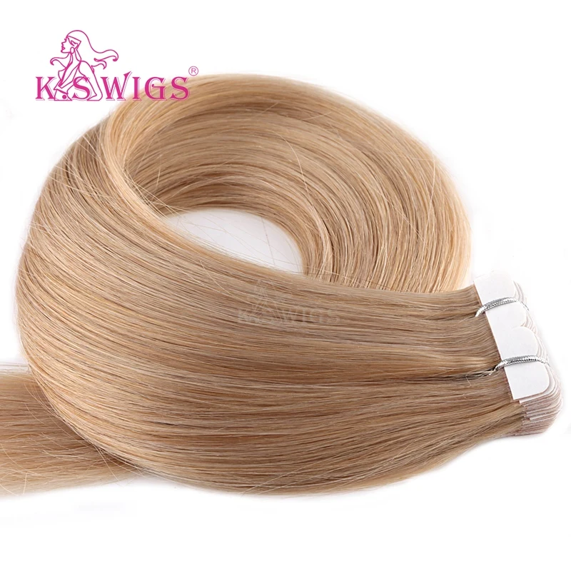 Free Sample K.S WIGS 16 Inch Nano Tape Hair Extension Hair Tape Machine Russian Hair Extensions Tape