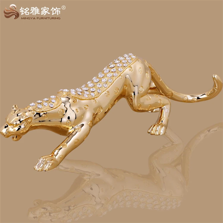 

New fashion home decorative craft animal theme sculpture polyresin leopard statue, Silver/rose gold or customized color