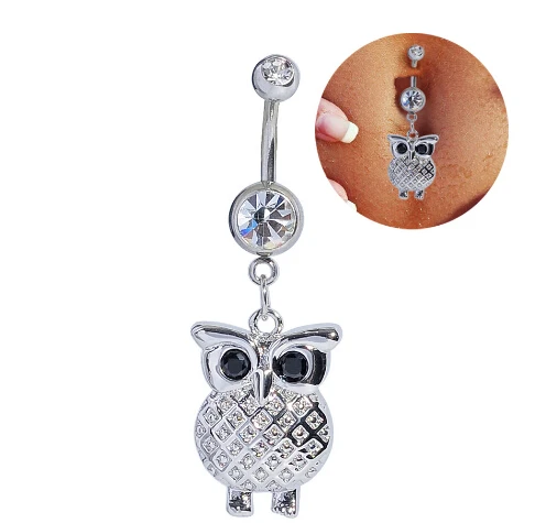 

Body Piercing Navel Rings Owl Stainless Steel Dangle Belly Button Rings
