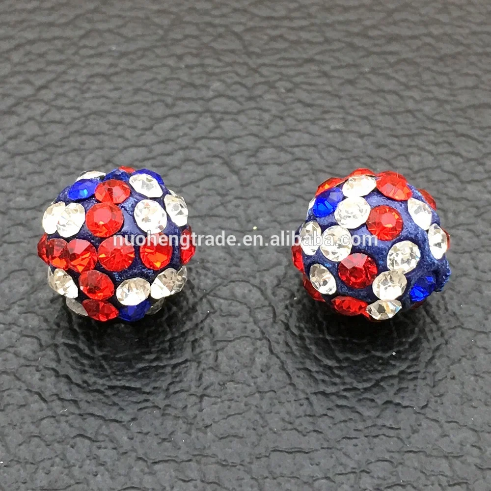 

UK Flag Disco Ball Crystal CZ Paved Rhinestone Ball Spacer Beads for Jewelry Making