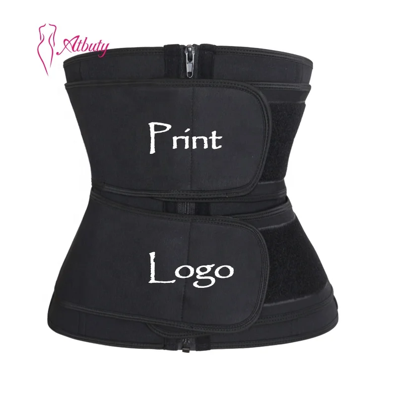 

ATBUTY Custom Color Logo Neoprene Waist Trainers 2 Straps Fitness Shaper Corset, Black