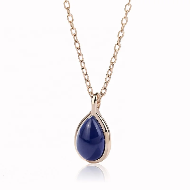 

Fashion golden pine stone blue pendant 925 sterling silver necklace for moyu