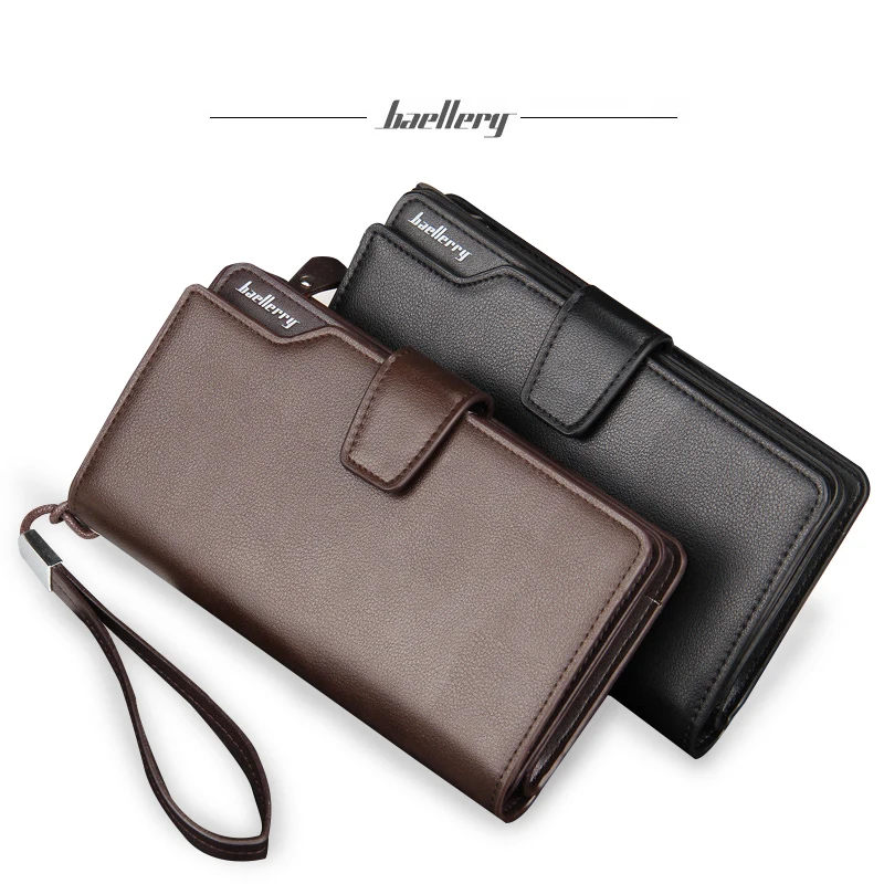 

Wholesale baellerry men's high capacity 3 fold pu leather clutch wallet, Black and brown