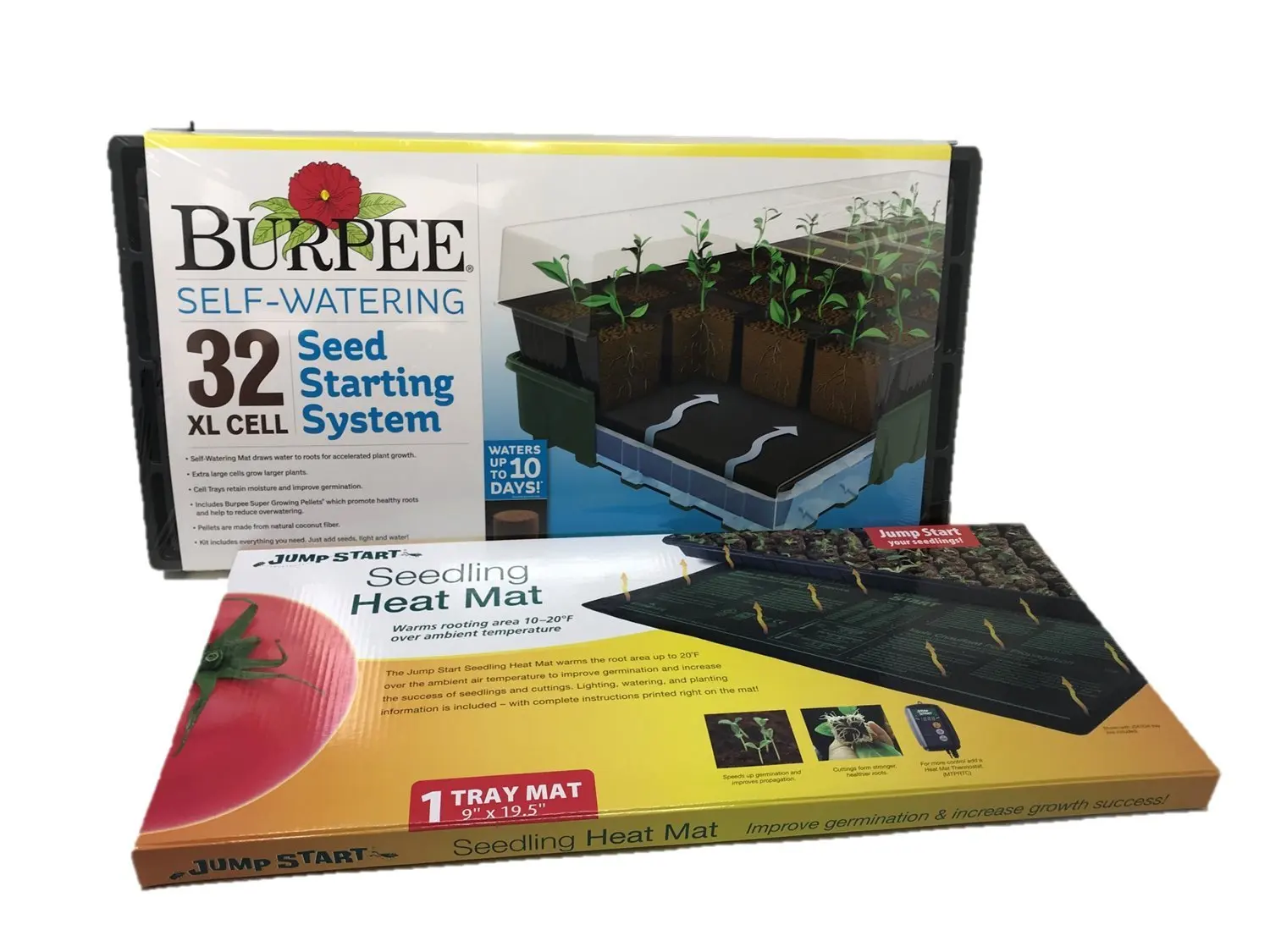 Burpee 91001C 32 Cell Seed Starting Kit with Heat Mat, 10" x 20"....