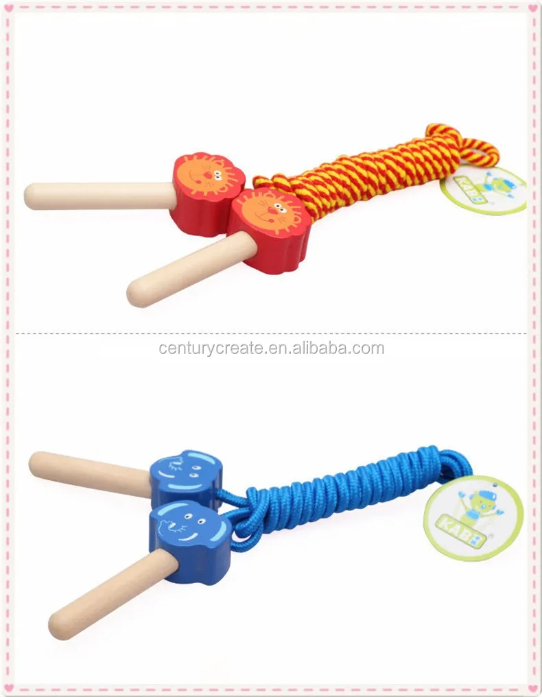 Animal Jump Rope Customized Logo Colorful Kids Physical Exercises Wooden Animal Jump ...